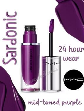 MAC Cosmetics Locked Kiss Ink Lipstick Sardonic Mid-Toned Purple Full Size BNIB